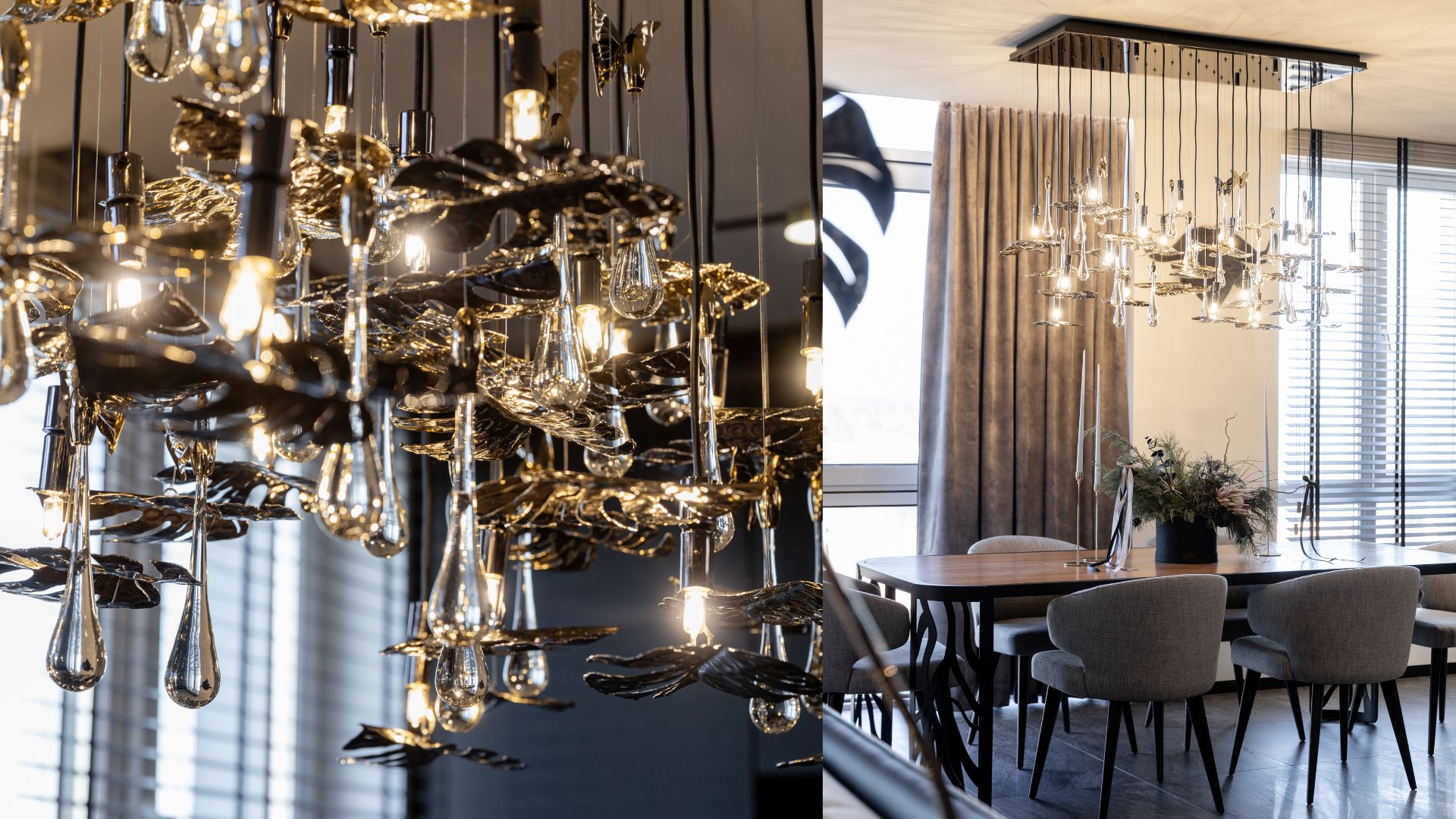 Rainforest Suspension in Black Nickel Brass Finish | Image Courtesy: EDesign Studio by Alina Skomarosvka 