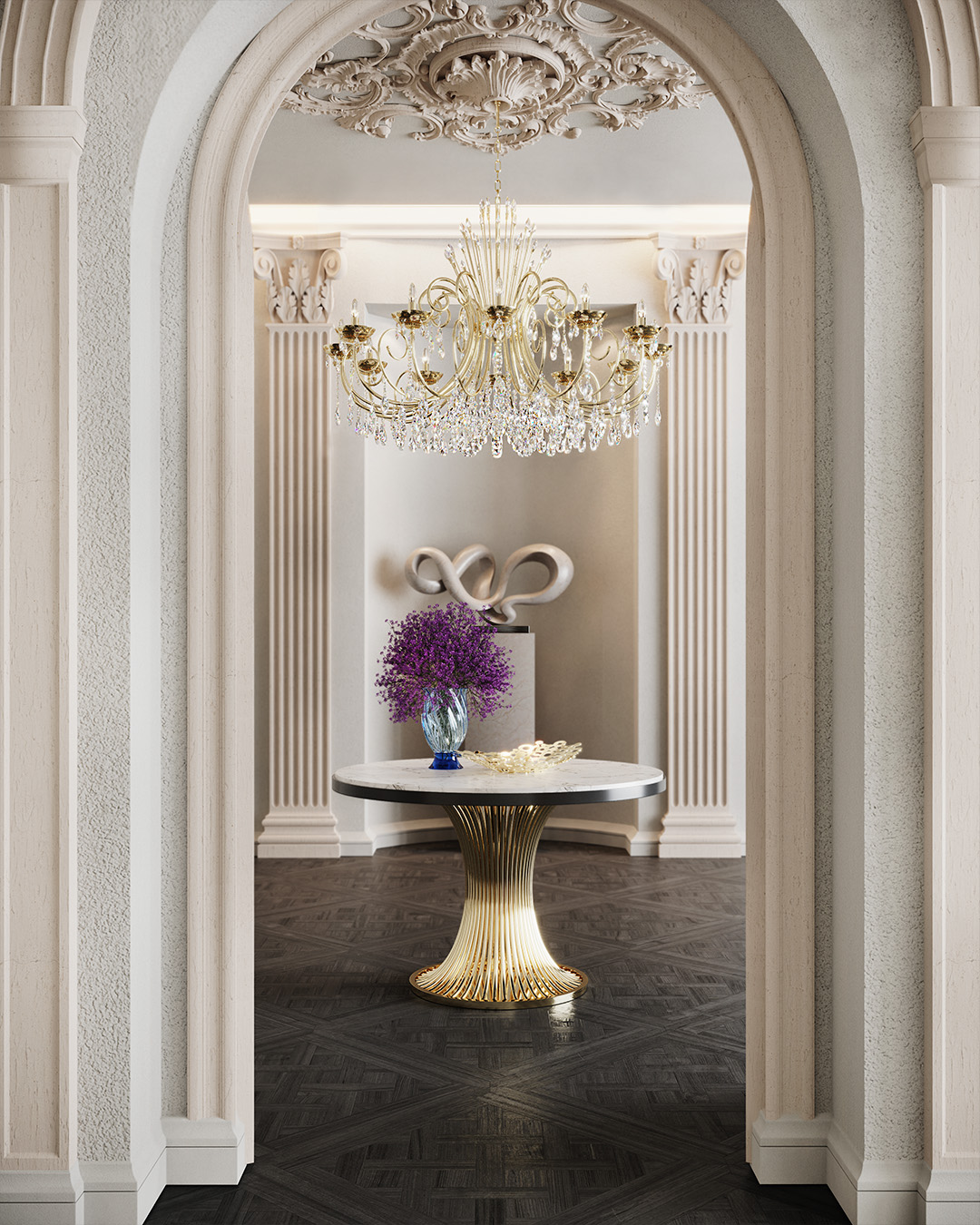 Hallway with Casablanca Suspension by Castro Lighting - Statement Hallway Trends