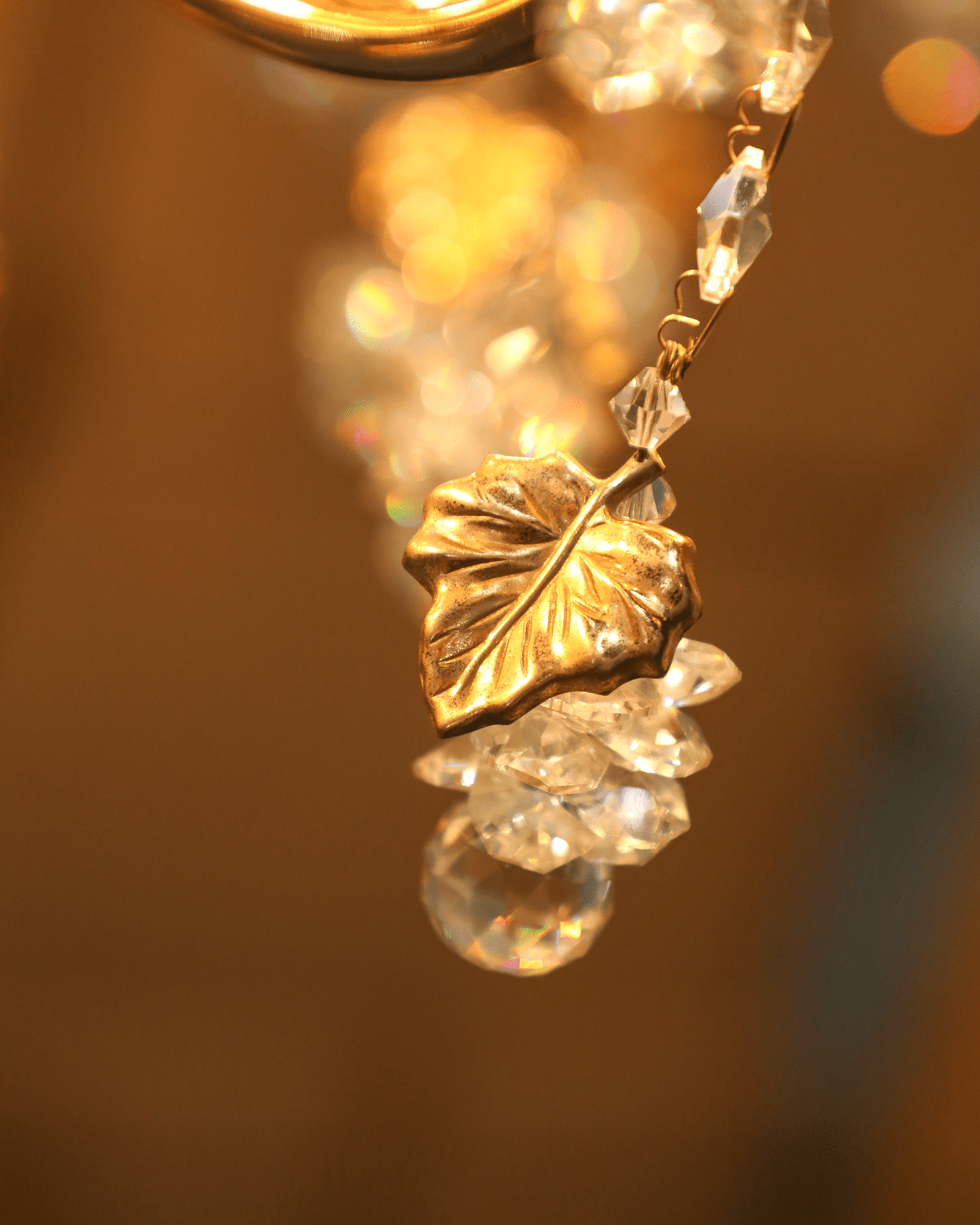 Restored Tanger Suspension chandelier in a Portuguese home, showing meticulous crystal detailing and the original finish that has endured for 38 years.