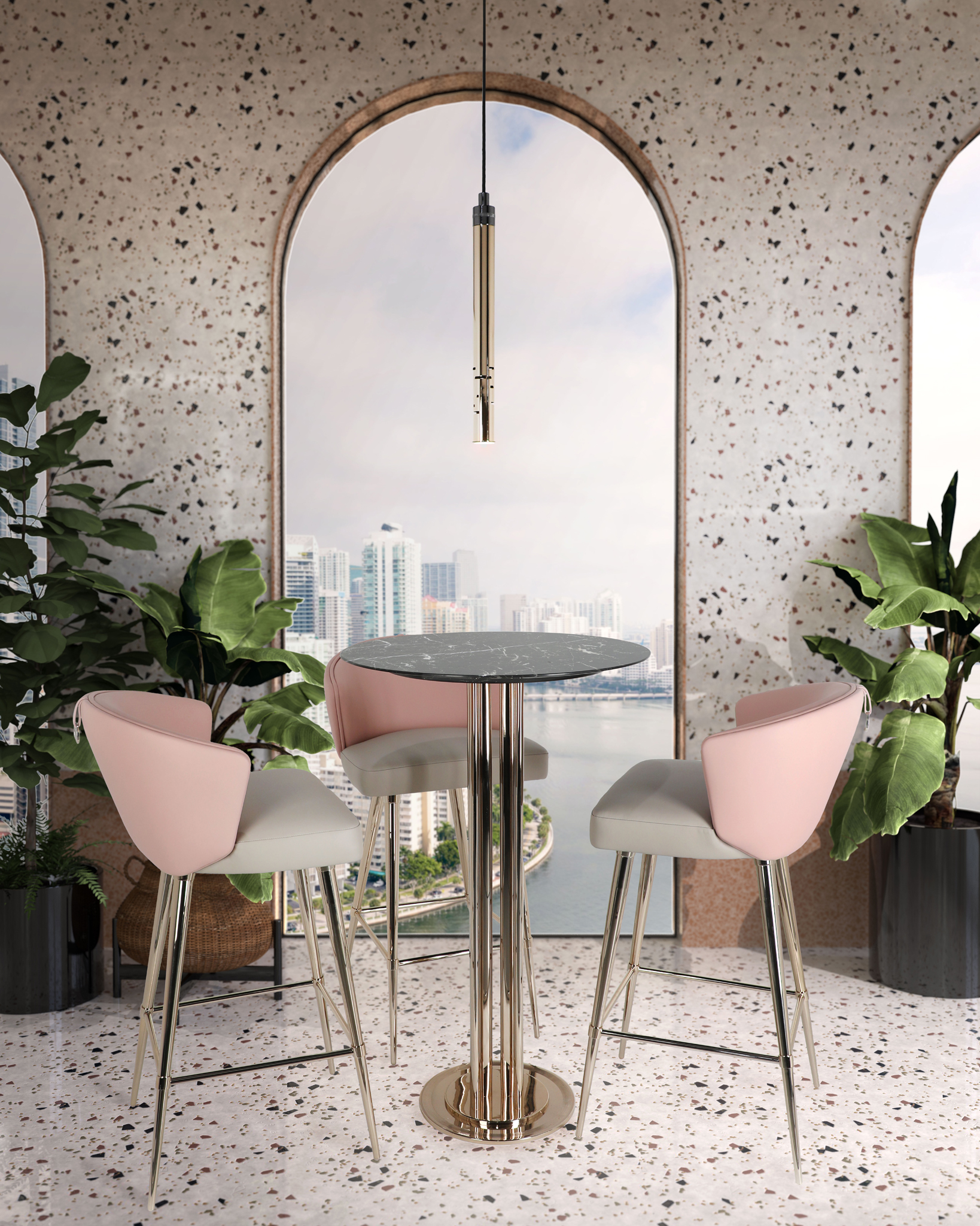 Charlotte bar table design, high table, modern luxury bar table