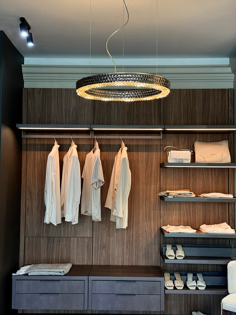 Metis Hammered wall light in nickel finish displayed in Decoracia showroom Moscow, demonstrating unique texture and luxury lighting design.