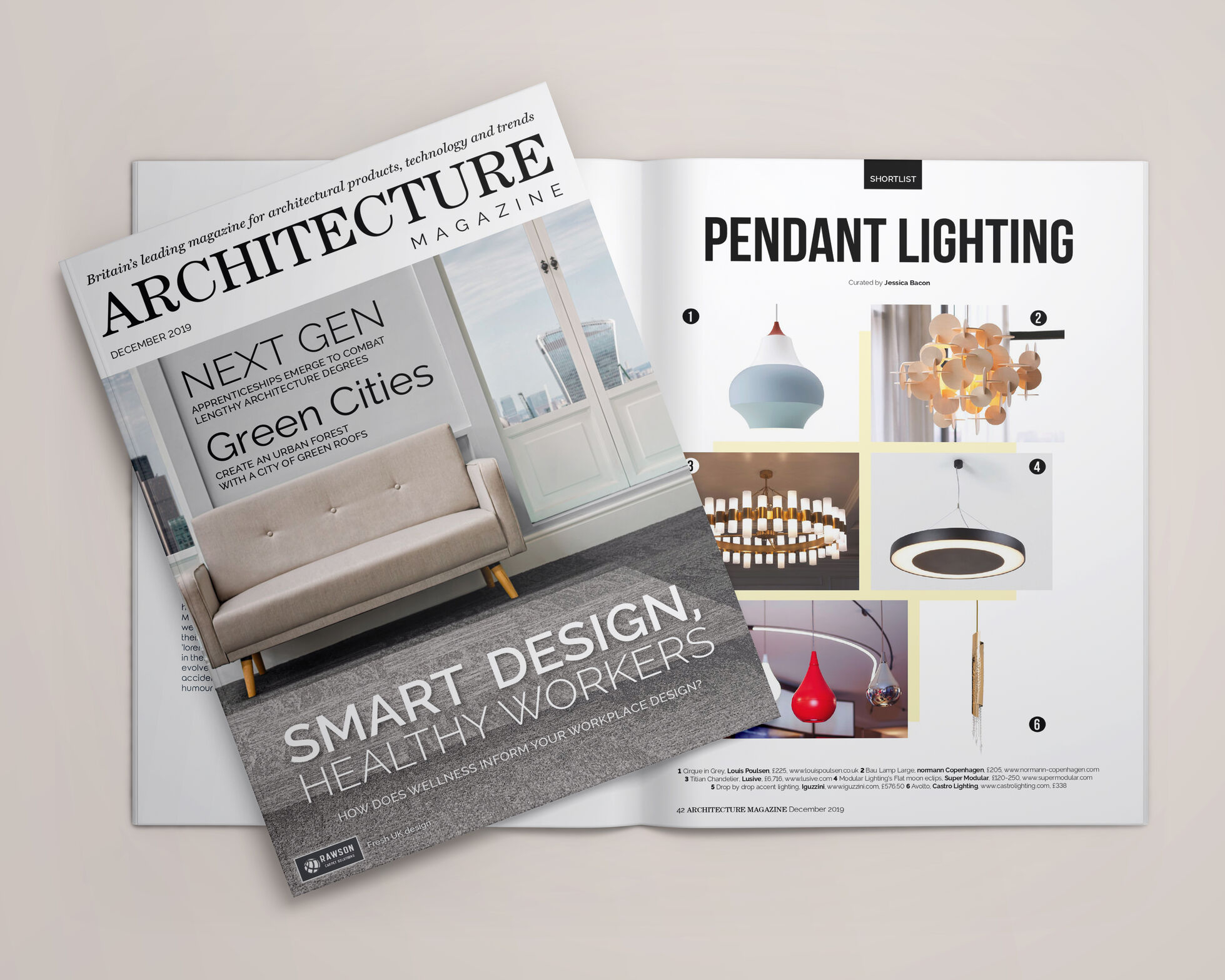 Avolto Pendant  proudly featured in the pages of Architecture magazine UK as an editorial highlight