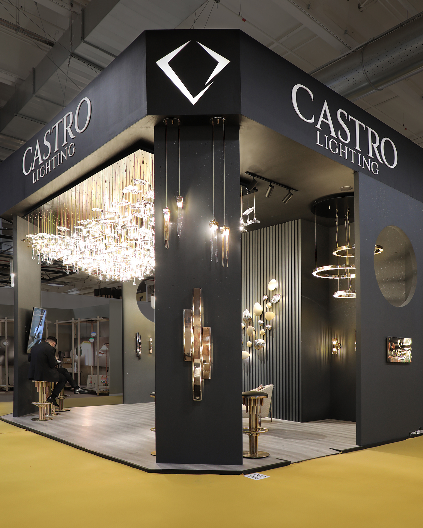 stand of castro lighting showcasing at the fair in paris