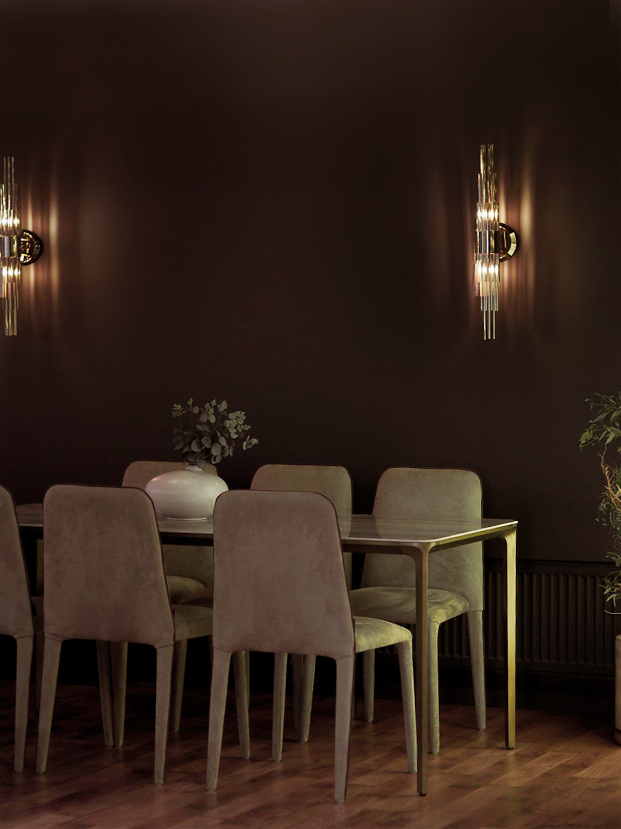Streamline Wall Light installed in Decoracia showroom Moscow, combining modern aesthetics with handcrafted Portuguese lighting design.