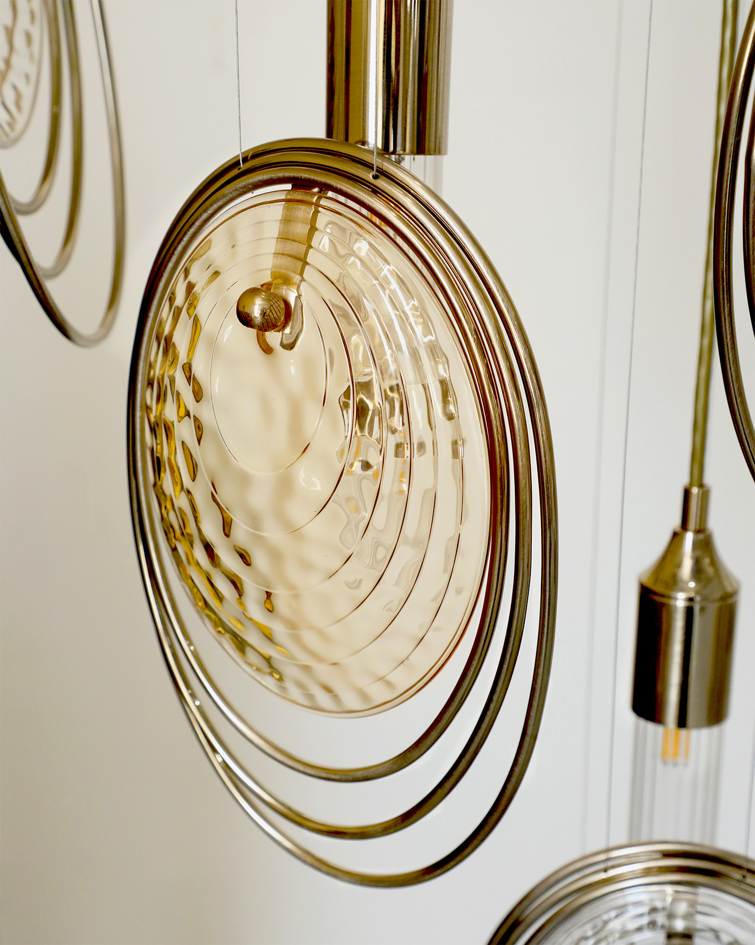 Coral Collection luxury lighting suspension in Amber Orange glass finish by Castro Lighting